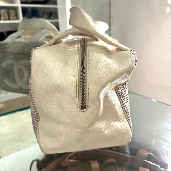 CHANEL White Caviar Leather Perforated CC Bowler Bag - Picture 9 of 12